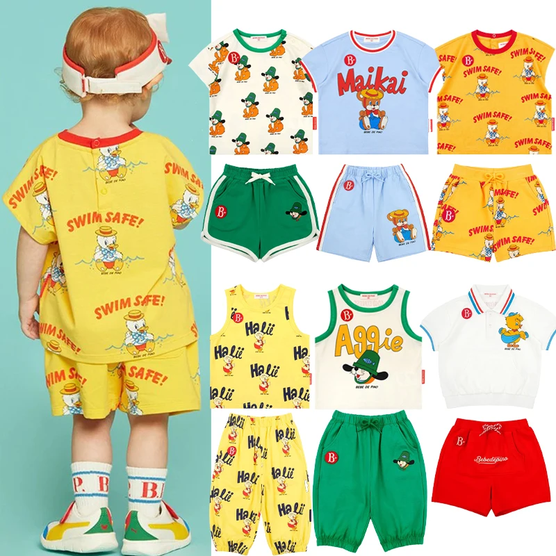 

Children's Clothing Set 2025 New Summer Boys Girls Printed T-shirt Shorts Casual Set Kids Round Neck Cartoon Costume Set
