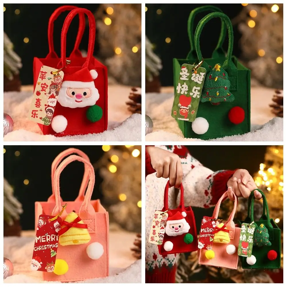 

Santa Christmas Candy Bag Cartoon Cute Mini Felt Candy Bag with Handle Fruit Basket Cookies Storage Bag New Year Gift