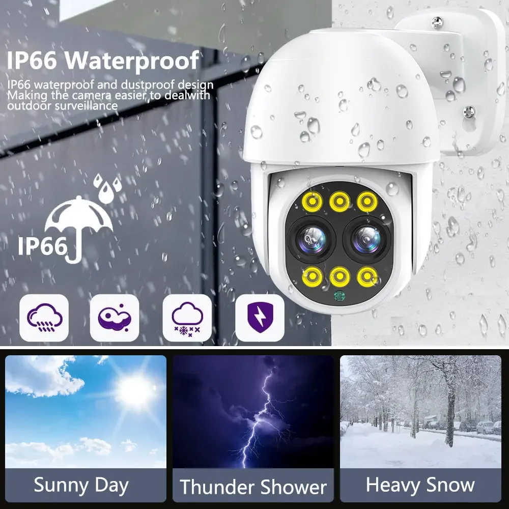 H.265 + 10CH 8CH 4K PTZ الأمن عدسة مزدوجة 8X PTZ نظام الكاميرا التكبير 8MP اتجاهين الصوت اللون ليلة مراقبة الفيديو NVR POE عدة