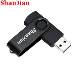 고속 USB 플래시 드라이브 64GB 실제 용량 펜 드라이브, 32GB 회전식 검정색 메모리 스틱 16GB 무료 키 체인 Pendrive 8GB 4GB