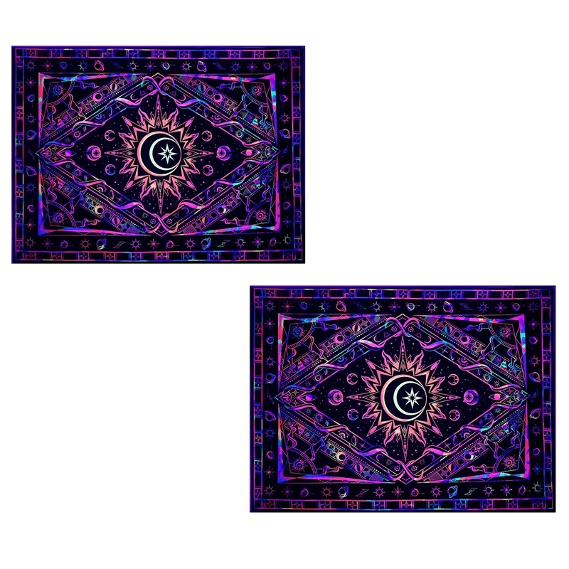 Tapestry For Bedroom Aesthetic Room Decor Wall Tapestry Blacklight Tapestry UV Reactive Black Light Posters Colorful