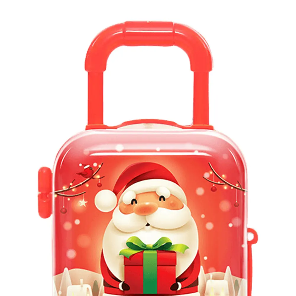 Christmas Cartoon Suitcase Candy Box Santa Claus Snowman Elk Elf Miniature Trunk Toys Festival Theme for Dollhouse Decoration