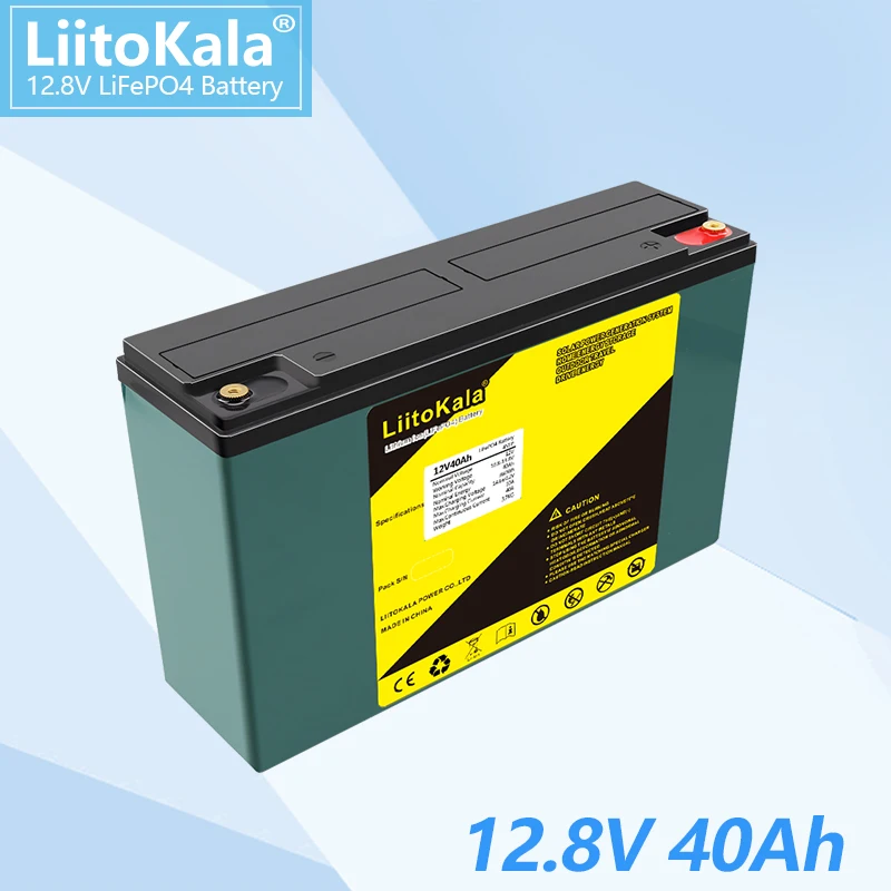 1PCS LiitoKala 12.8V 40Ah LiFePo4 Battery Lithium Iron Phosphate 12V LiFePo4 Rechargeable Battery for Kid Scooters Boat Motor