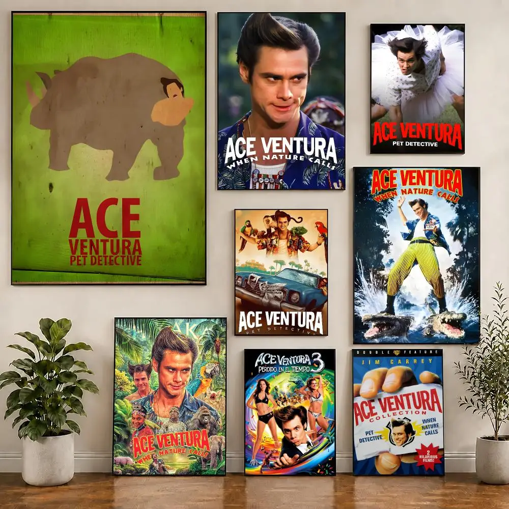 Movie A-Ace Ventura Painting Calligraphy Canvas Poster Bedroom Living Room bar Hallway House interior Wall Decor