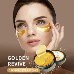 60 stücke Augen masken Kollagen 24 Karat Gold unter Augenklappen Maske für geschwollene Augen Taschen Hyaluron säure Feuchtigkeit creme Augen pflege