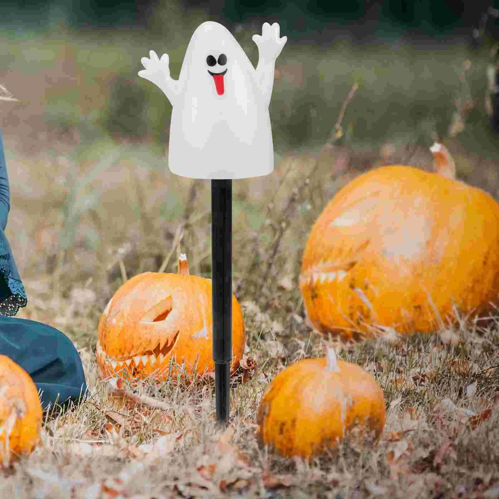 5 Pcs Ghost Light accessori delicati picchetti da giardino decorazioni di Halloween il segno oggetti di scena per prato all'aperto segni da giardino Festival Abs