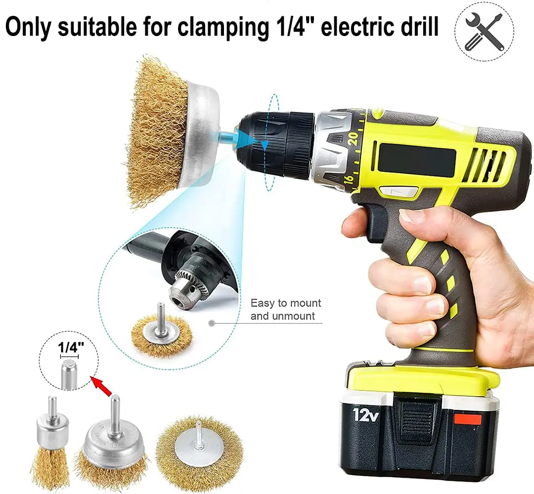 

Электрическая проволочная щетка, проволочная щетка для электрической дрели, щетка для ржавчины, шлифовальная головка, артефакт удаления ржавчины