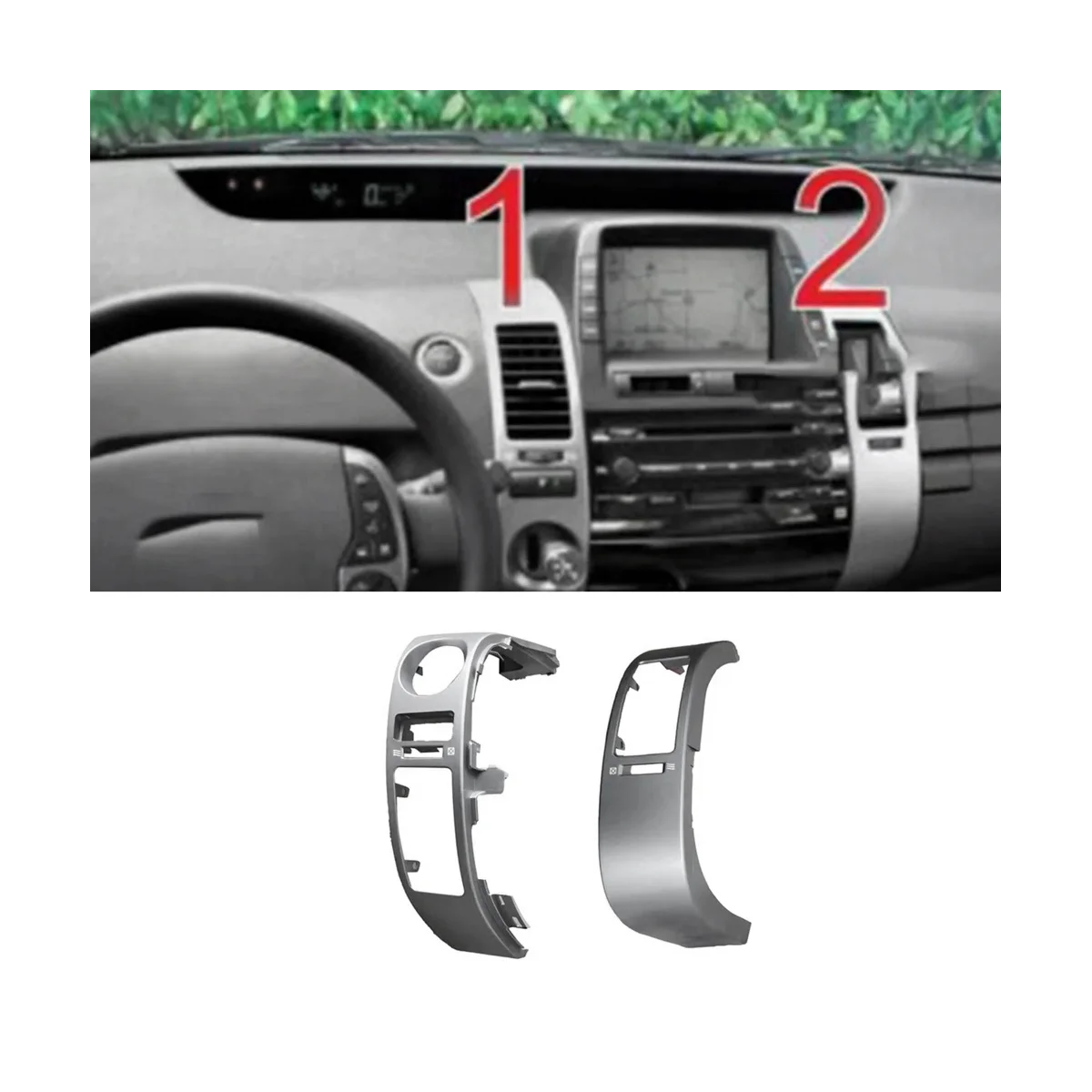 4Pcs Car Center Dashboard Air Vents Trim Frame Set for Toyota Prius 2004-2009 Air Conditioner Outlet Panel Cover