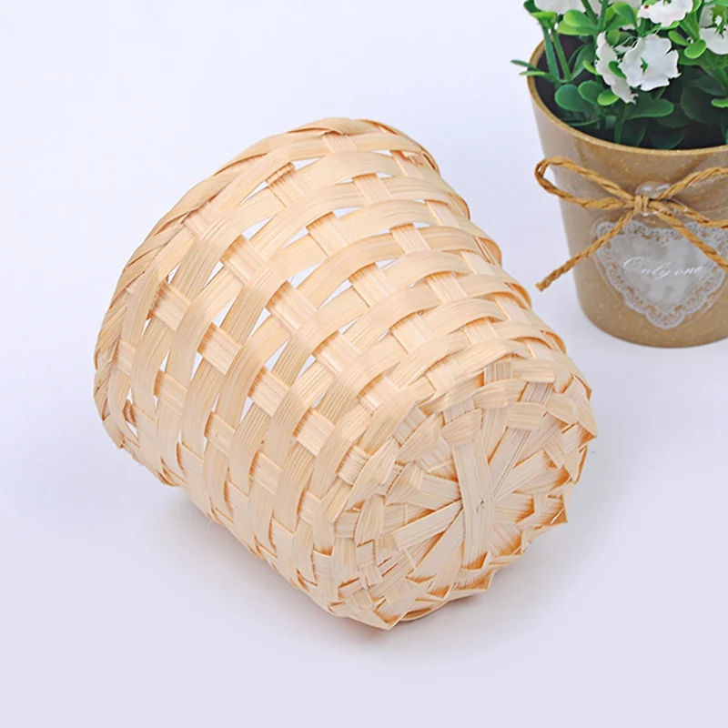 Woven Flower Basket Bamboo Basket Home Storage Basket Fruit And Vegetables Hand-Woven Storage Basket Fake Flower Decoration