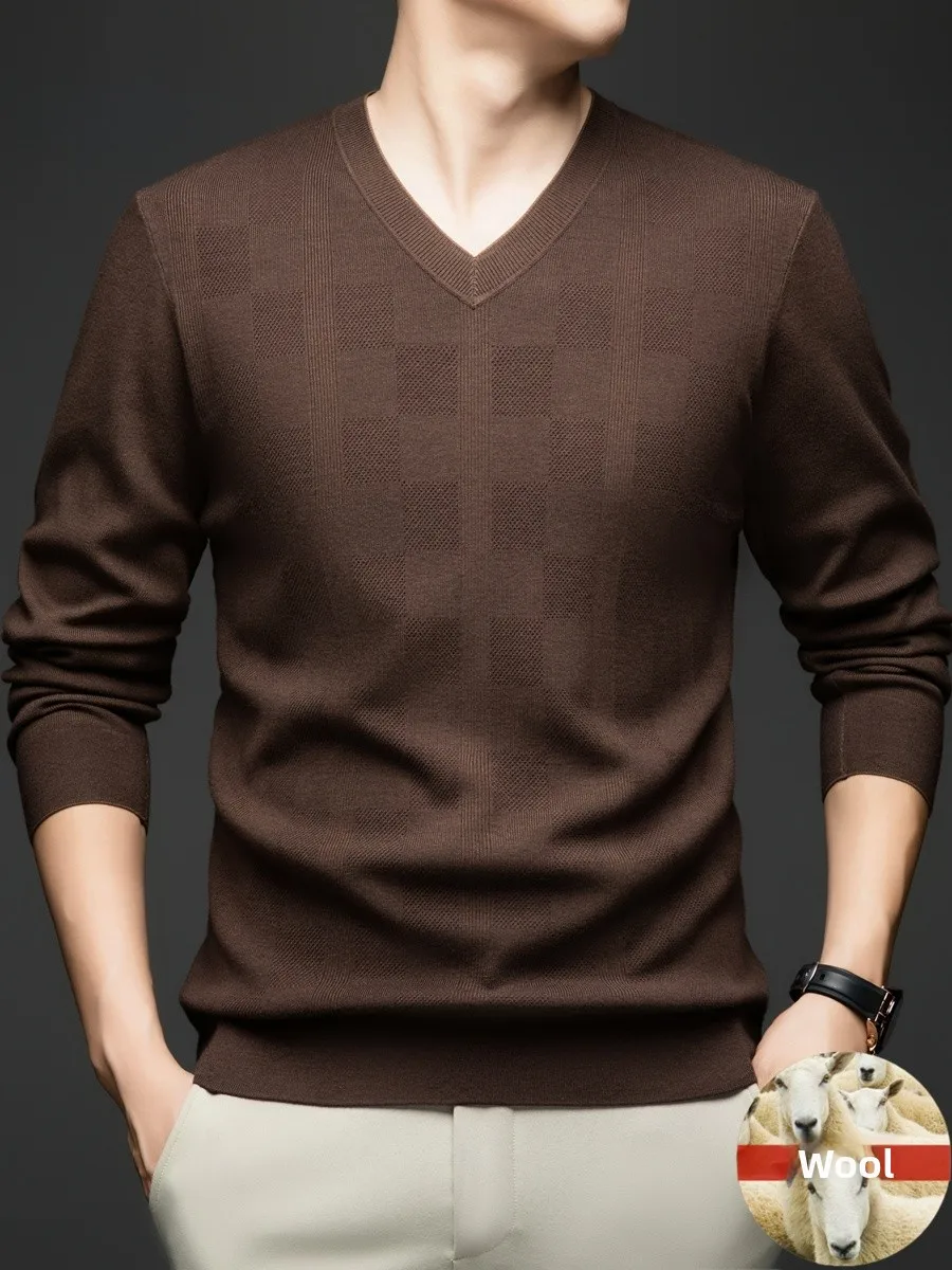 

Мужской шерстяной свитер Pierre Cardin с V-образным вырезом, повседневный, модный, осенне-зимний, теплый, вязаный, для бизнеса