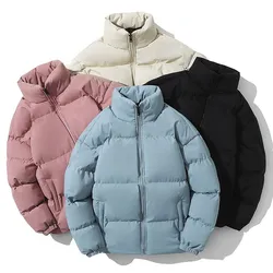 2024 Autumn Winter Korean Japanese Style Stand Collar Slimming Cotton Parkas High Quality Warm Cotton Padded Coats For Men Women