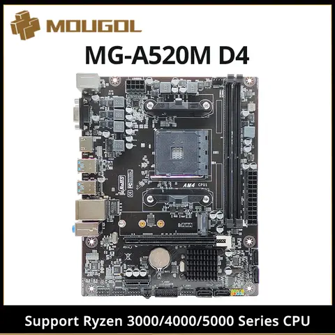 MOUGOL AMD A520M Scheda madre da gioco Supporto CPU AMD Ryzen (3600/4650G/5600/5600G) M.2 NVME USB3.1 Memoria DDR4 a doppio canale