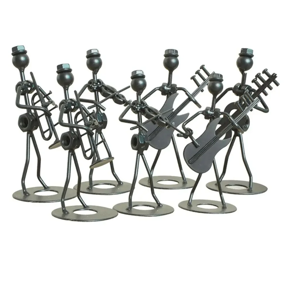 

8pcs Musician Guitar Player Statue Collectible Iron Metal Musical Instrument Figurine Ornament Home Decor Band Man Model