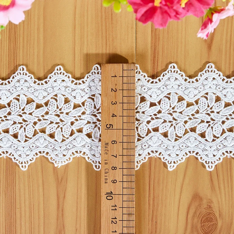 White Cotton Embroidered Lace Trim Ribbons, DIY Fabric, Handmade Craft Materials, Sewing Accessories Supplies