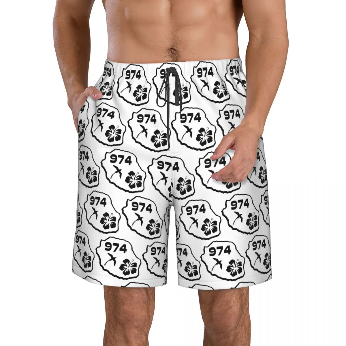 974 Reunion Island Trunks Beach Board Shorts Casual Quick Dry Swimming Summer Men Pants