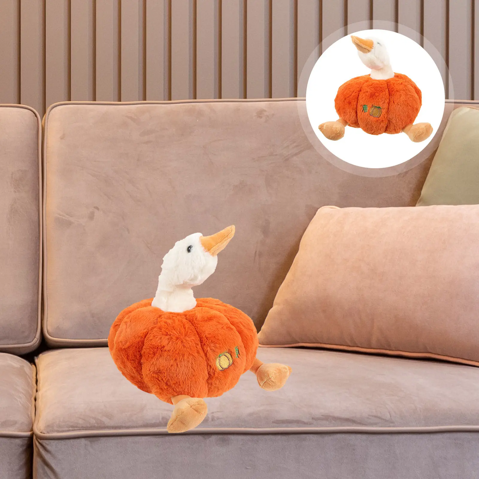 

Cute Stuffed Pumpkin Duck Animal Soft Cotton Lightweight Cartoon Design Home Bedroom Table Decoration Gift Choice