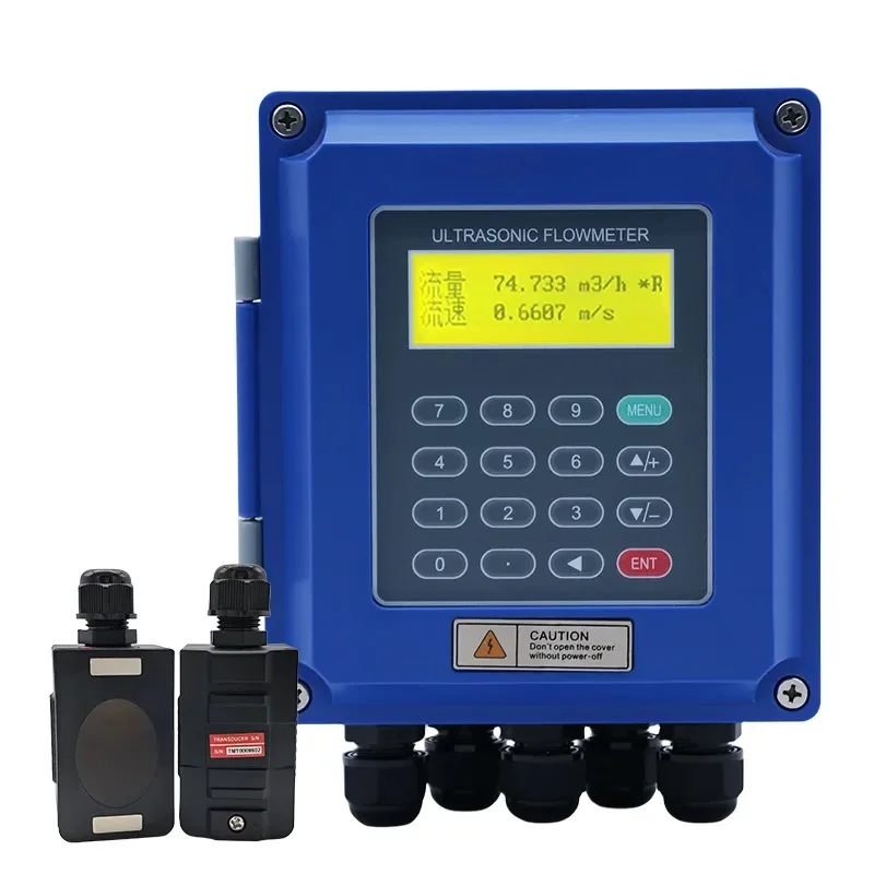 TUF-2000B Wall Mounted Ultrasonic Water Flowmeter -30℃-160℃ TS-2-H TM-1-H TL-1-H BTU Meter Liquid Flow Speed Tester 15-6000mm