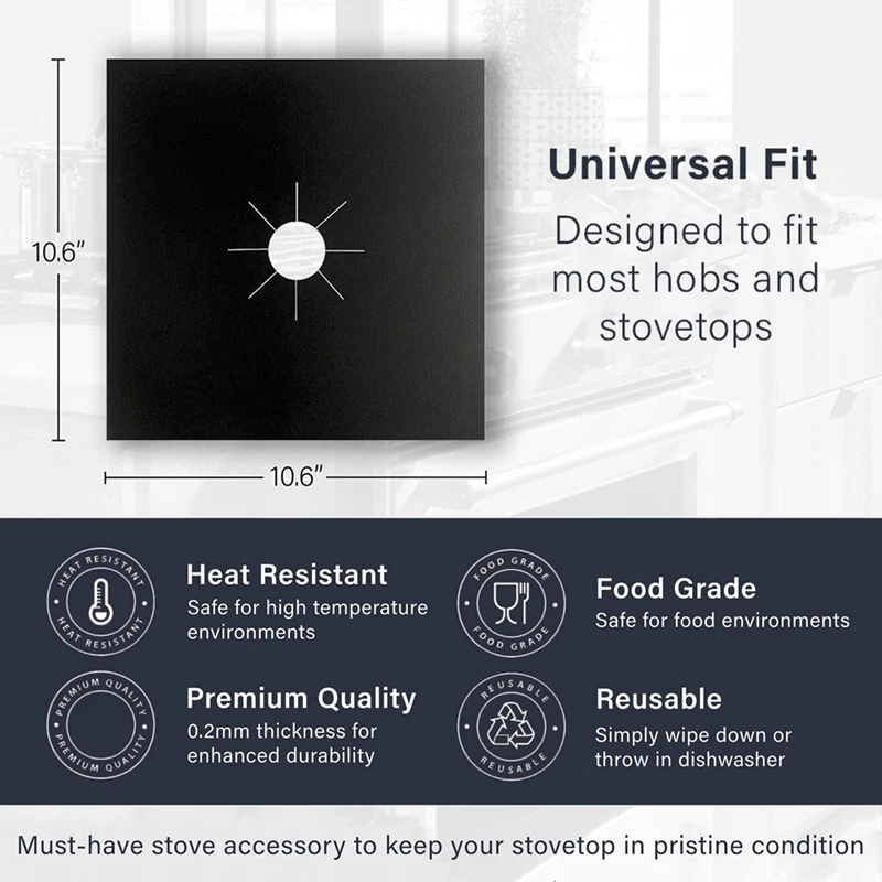 10 Stuks Fornuisbrander Bedekt Dikte 0.2Mm, Vierkante Kachelbrander Liner Cover, Houdt Kookplaat Schoon Eenvoudig Te Installeren Gemakkelijk Te Gebruiken