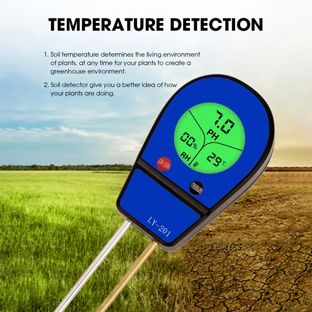 3 in 1 Soil PH Meter Moisture Temp PH Tester Humidity Sunlight Garden Flowers Moist Detector Soil Moisture Sensor Meter