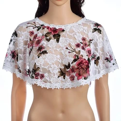 Korean Solid Color Rose Hollow Lace Transparent Sunscreen Shawl Women's Summer Sun Clothing Cheongsam Cape Jacket Blouse R26