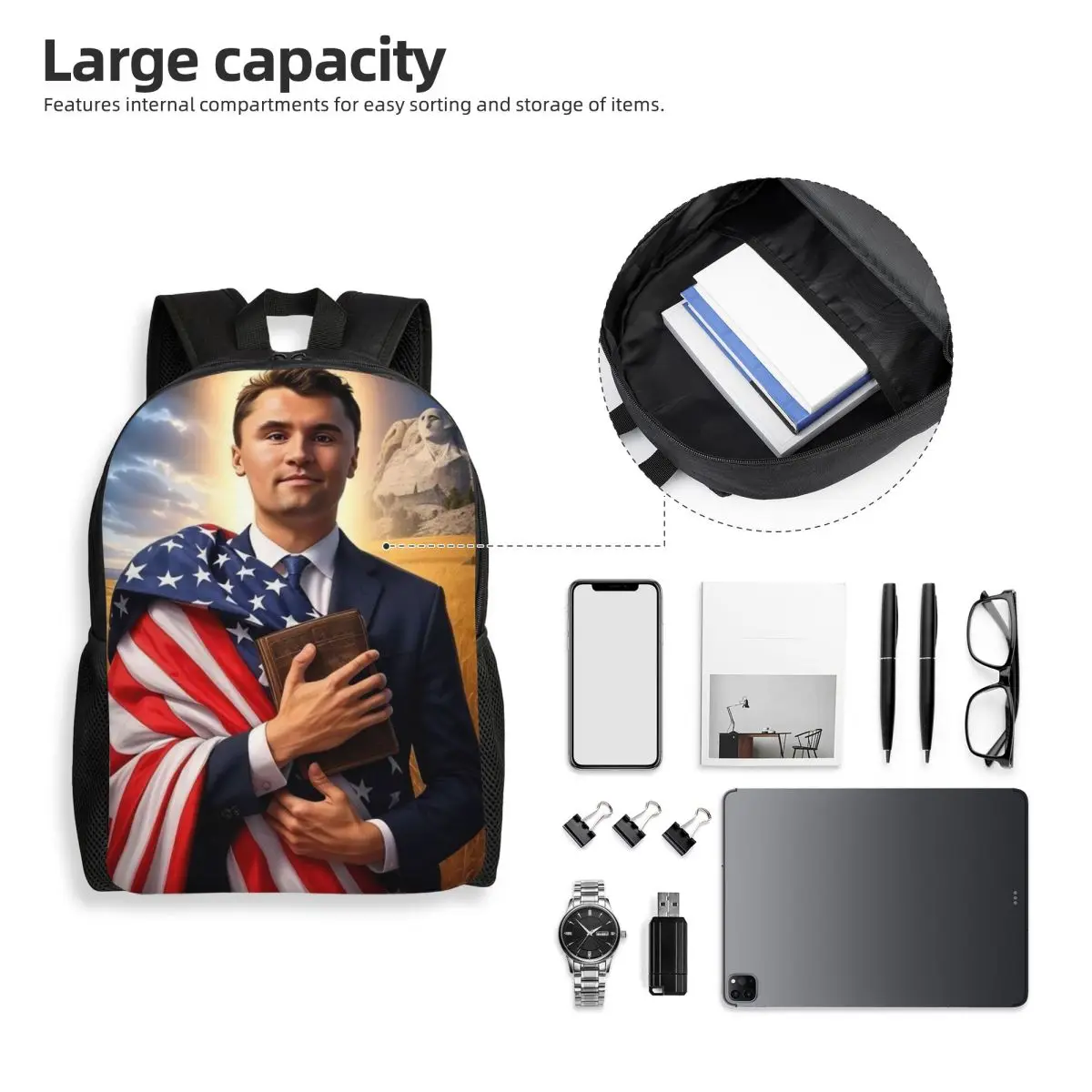 حقيبة ظهر Charlie Kirk Angelic Advocate للأطفال والبنات والأولاد خفيفة الوزن للرعاية النهارية للأطفال الصغار #3