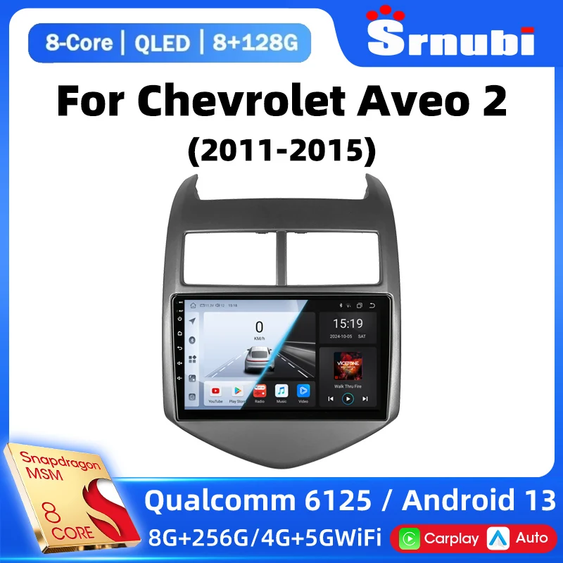 

Srnubi Android 13 Car Radio for Chevrolet Aveo 2 Sonic T300 2011-2015 Multimedia Naviagtion Player 2Din 4G GPS Carplay Head Unit