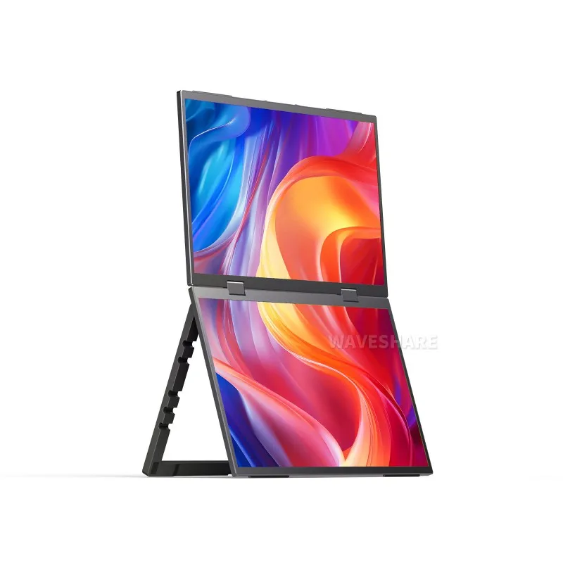 شاشة Waveshare المحمولة بشاشة 14 بوصة، شاشة مزدوجة قابلة للطي عالية الوضوح 1080 بكسل، 100% sRGB، 178 °   زاوية رؤية واسعة