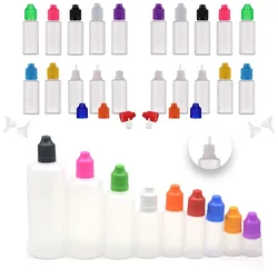 빈 LDPE 플라스틱 압착식 스포이드 병, 길고 얇은 팁, 액체 충전 용기, 점안제 리필 가능 병, 3ml-120ml, 10 개