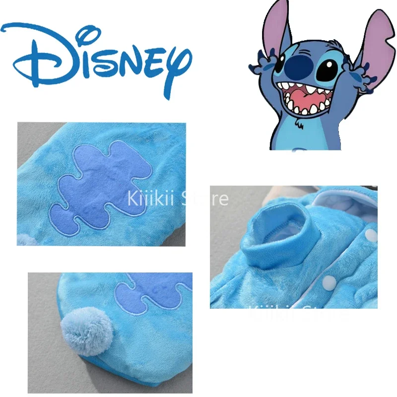 Disney Stitch Pet Dog Clothes Anime Cute Winter Plus Velvet Halloween Small and Medium-sized Dogs and Cats Warm Jacket Chihuahua