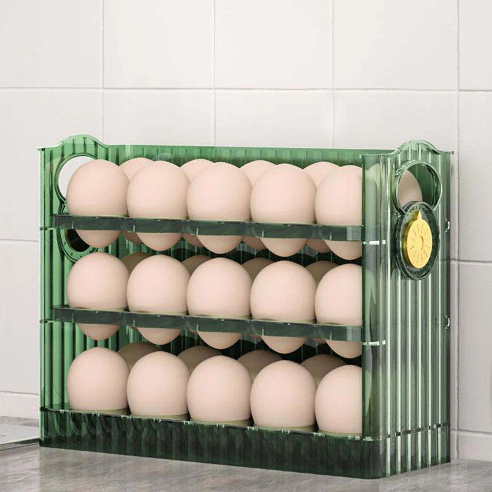 30 Grids Egg Case Holder Egg Storage Box Large Capacity Chicken Egg Storage Container Transparent Home Egg Container with Handle