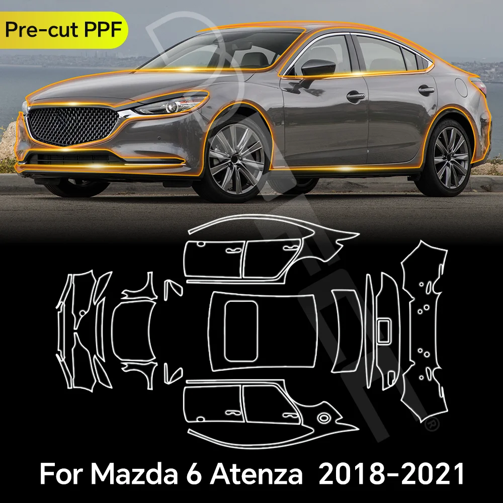 

For Mazda 6 Atenza 2018-2021 TPU Paint Protection Film Clear Bra Car Body Anti-Scratch Pre-cut PPF Resistant Kit Invisible Cover