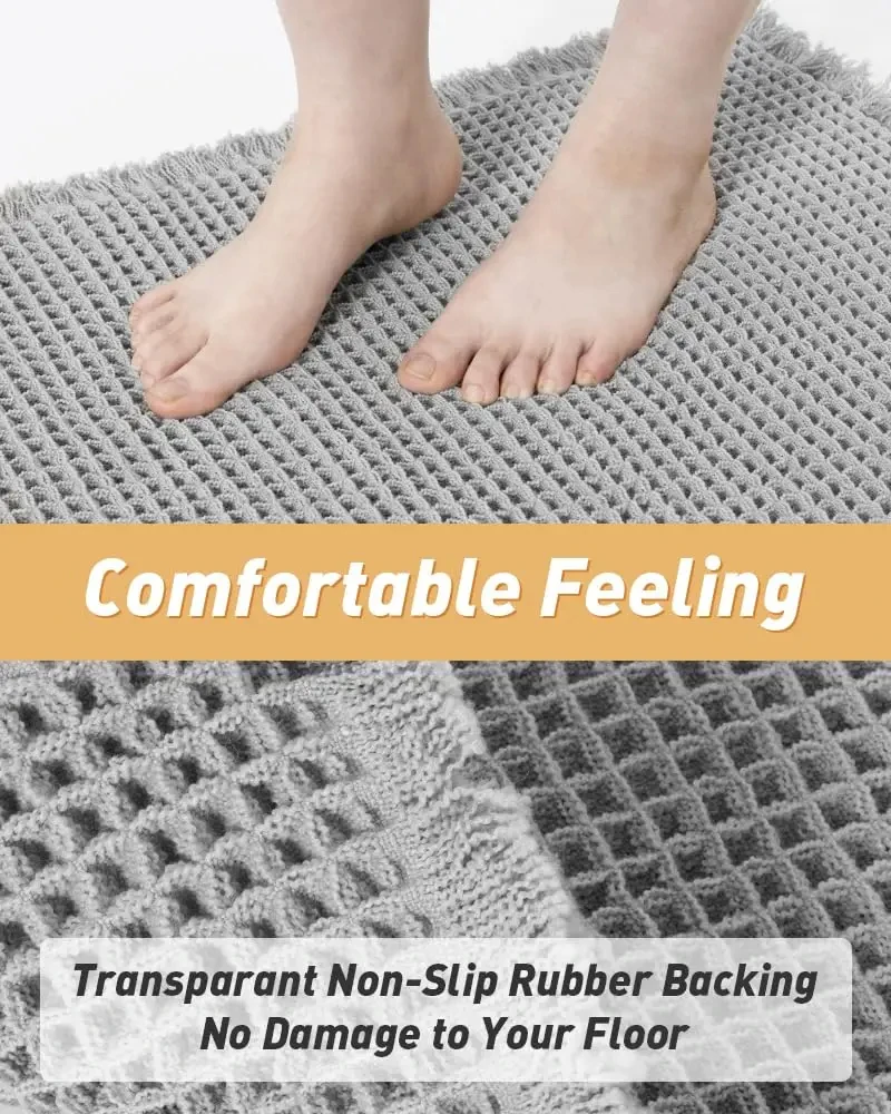 Waffle Bath Mat Ventilate Non-slip Absorbent Foldable Machine Washable Bathroom Carpet Luxury Home Decor Living Room Bedroom Rug