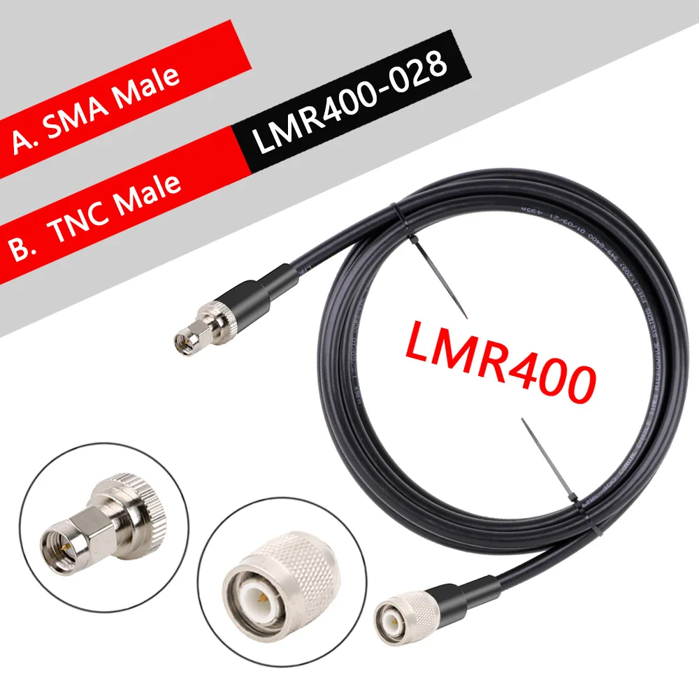 TNC Male Connector to TNC/SMA/N Adapter, LMR-400 Low-Loss Pigtail Extension, 50 Ohms, 50-7 Inches Jumper Cable