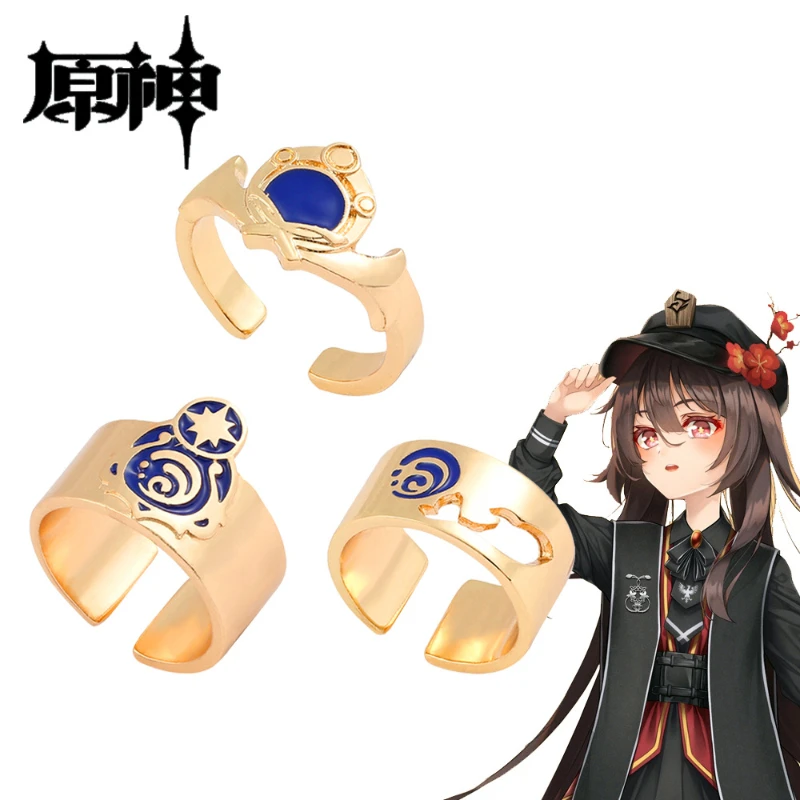 Genshin Impact Mondstadt Inazuma Liyue Metal Rings with The Same Elements As Popular Game Two-dimensional Peripheral Characters