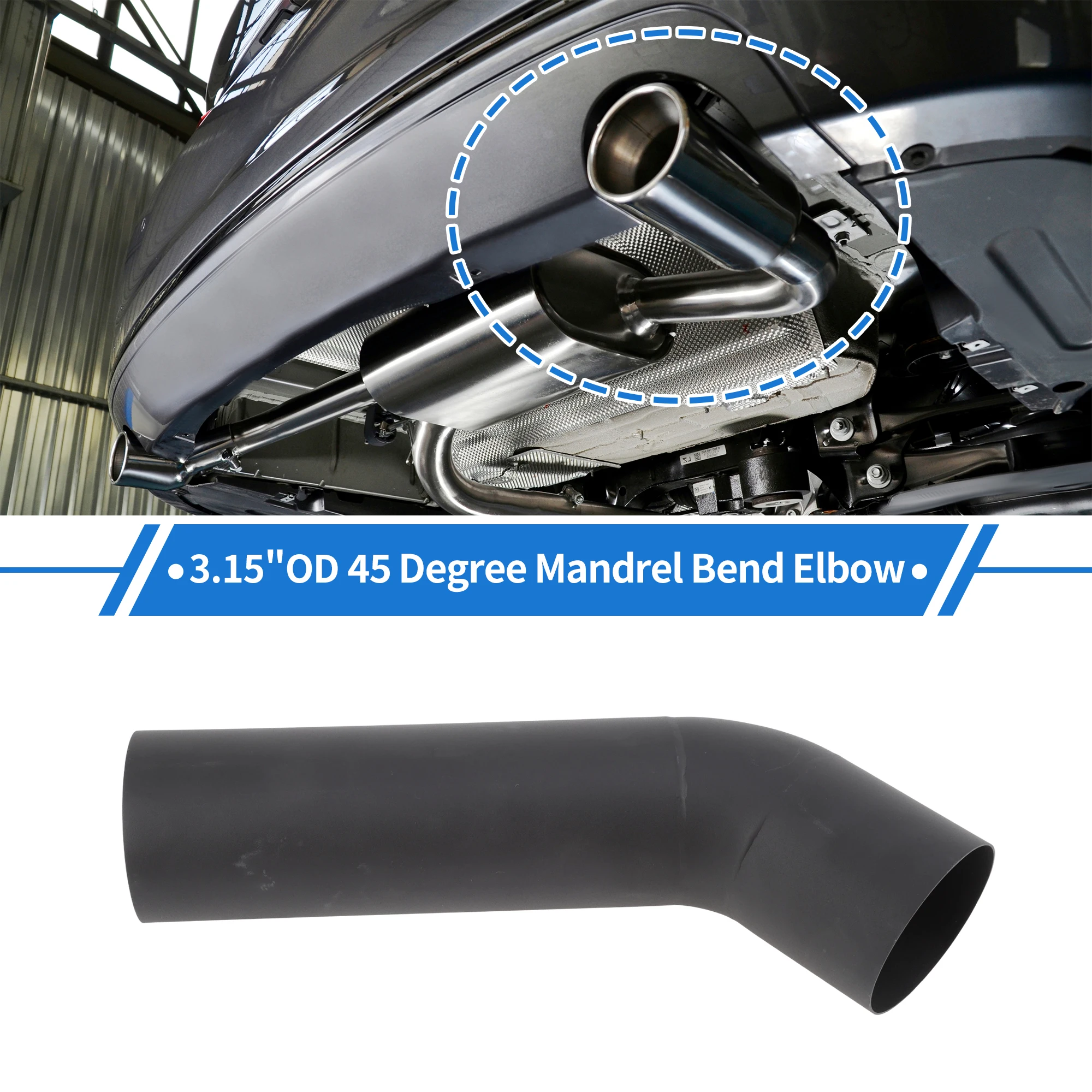 

UXCELL Exhaust Tube Piping 51/57/64/70/76/80mm OD 45° Mandrel Bend Elbow 250mm Length T201 Sandblasting l Extended Pipe