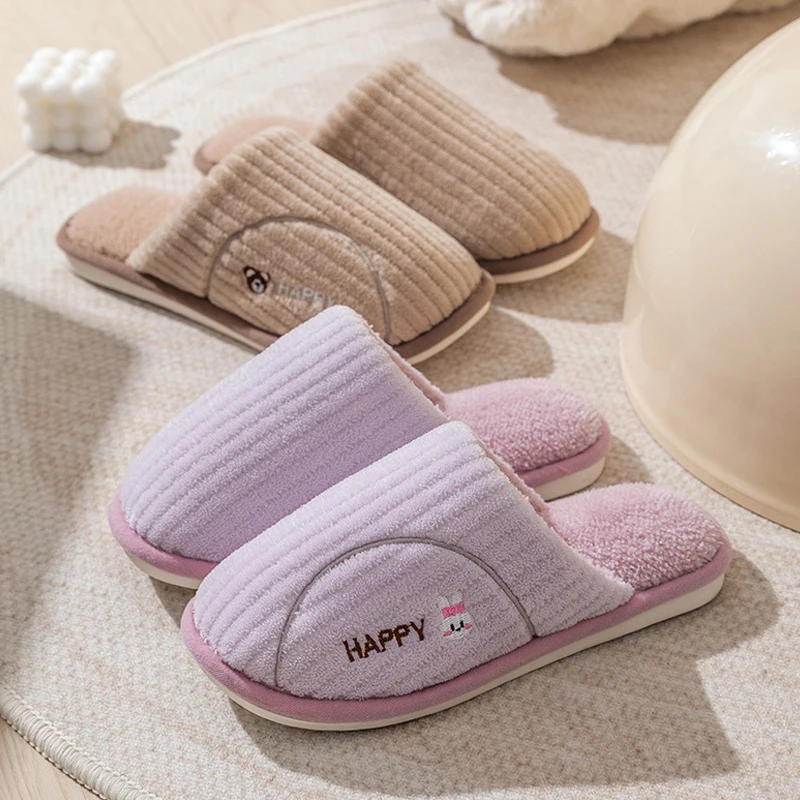 Winter Women's Fuzzy House Slippers Warm Plush Indoor Non-slip Bedroom Slides Men Soft Comfort Fur Fluffy Cotton Shoes Zapatos