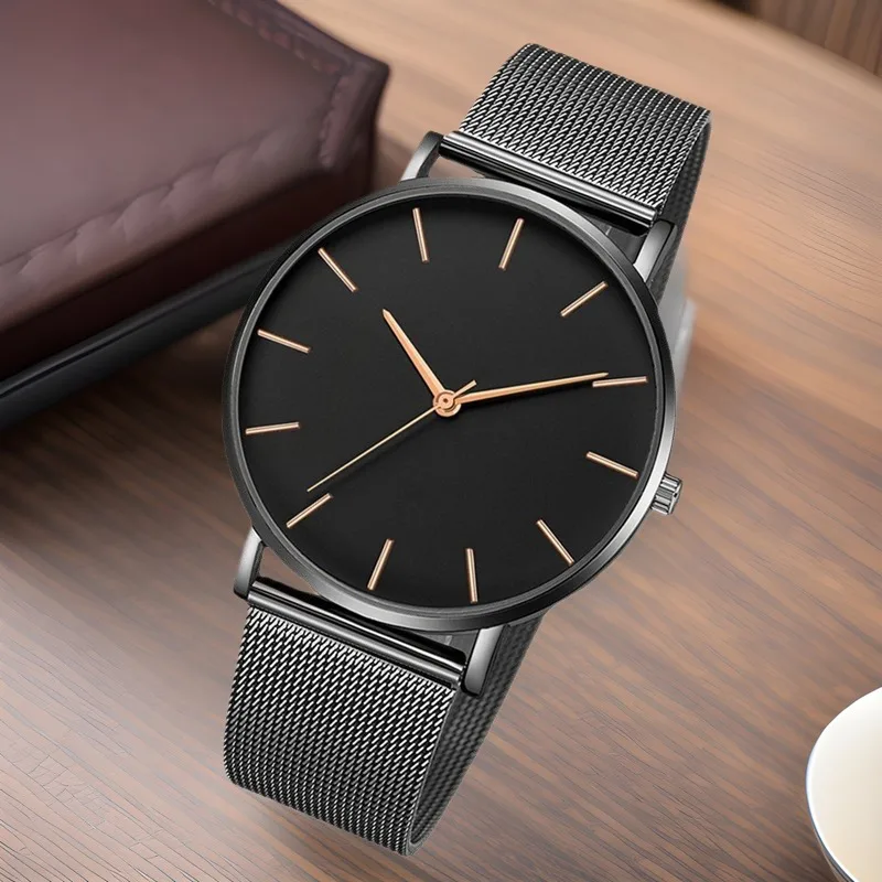 Nova moda masculina relógios 2025 simples liga de ouro malha cinto vestidos relógio de pulso casual hombre relogio masculino