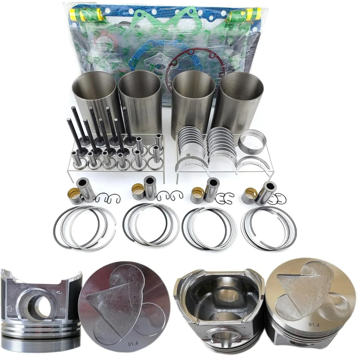 

V3300 Engine Overhaul Rebuild Kit 12 valves Piston height 91.4mm For Kubota V3300 DI Engine M6800 M8200 M9000 Tractor Bobcat