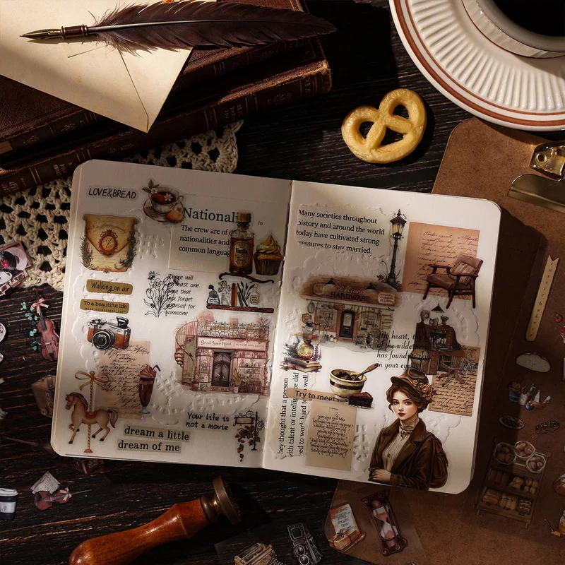 20Pcs PET Vintage Man Sheng Ji Wu Stickers, Retro Old Newspaper Decor Stickers for Junk Journal Scrapbooking