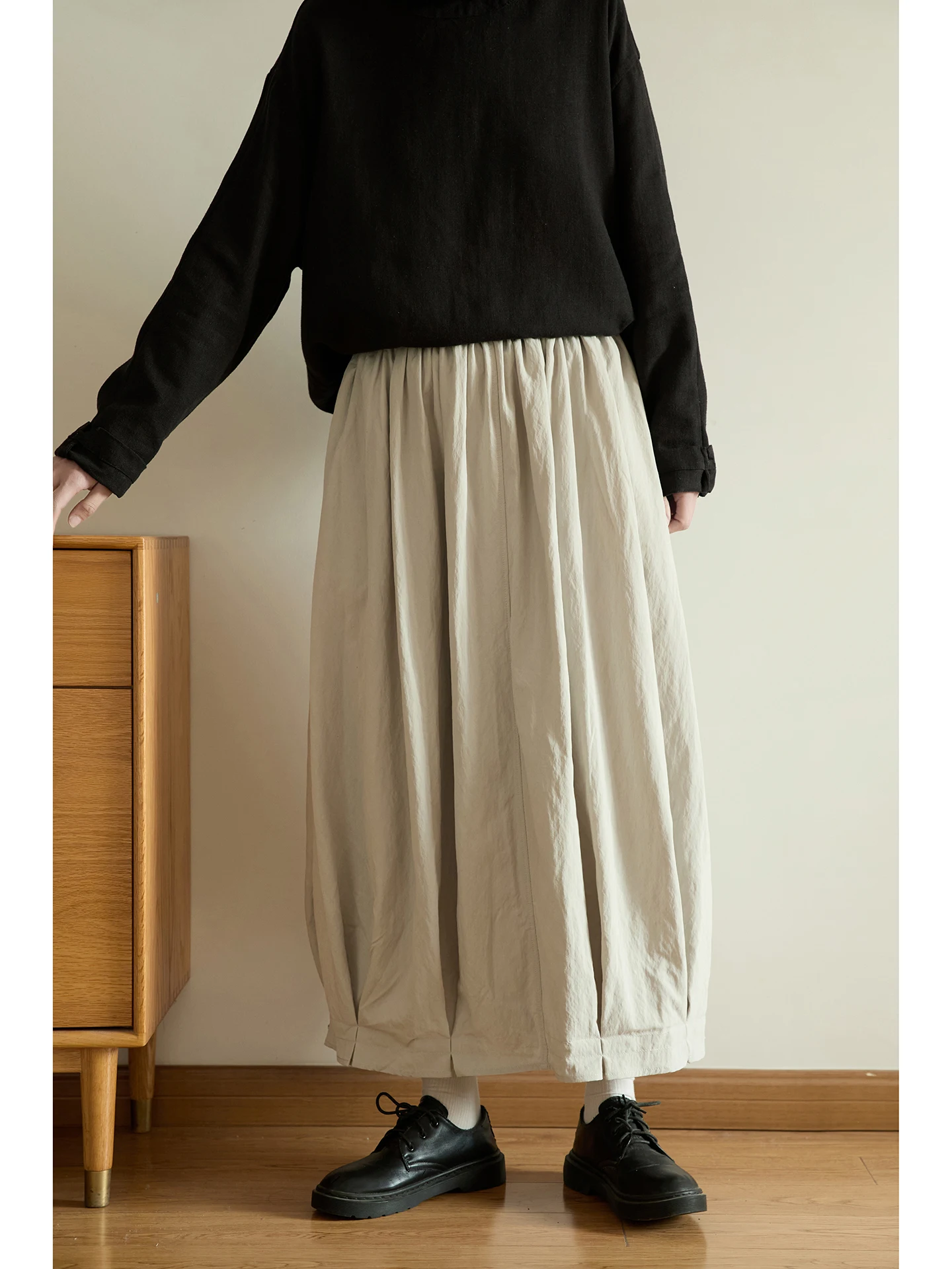 

Однотонная эластичная юбка-миди с завышенной талией, весенне-летняя, в стиле брюк-кюлот, утягивающая, средней длины, из серии Qian Bai Mountain