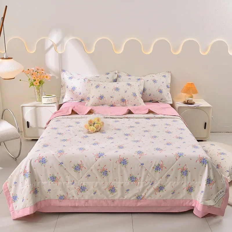 

Class A 100% cotton Xia Liang quilt four-piece air conditioner quilt cotton quilt single and double machine wash