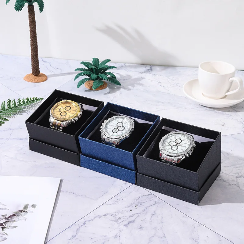 Black Single Watch Gift Box with Pillow Paper Wristwatch Display Case Organizer for Men Women Watch Storage Box Watch Holder