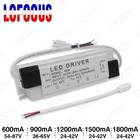 40W 45W 48W 50W 60W LED Driver DC 54-87V 36-65V 24-42V 600mA 900mA 1200mA 1500mA 1800mA Power Supply Lighting Transformer