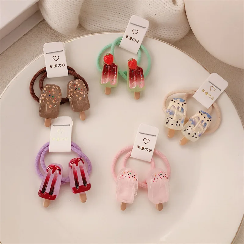 Fresh Gentle Ice Cream Stick Ice Cream String High Elastic Hair Band for Girls Cute Little Girl Hair Ties Hair Accessory