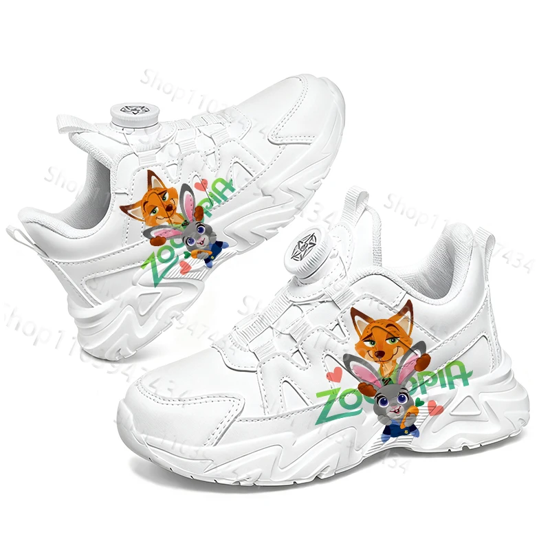 

Zootopia 2026 popular Children Printing High Quality Little White shoes boys girls Judy Nick Couple Print thick sole shoes