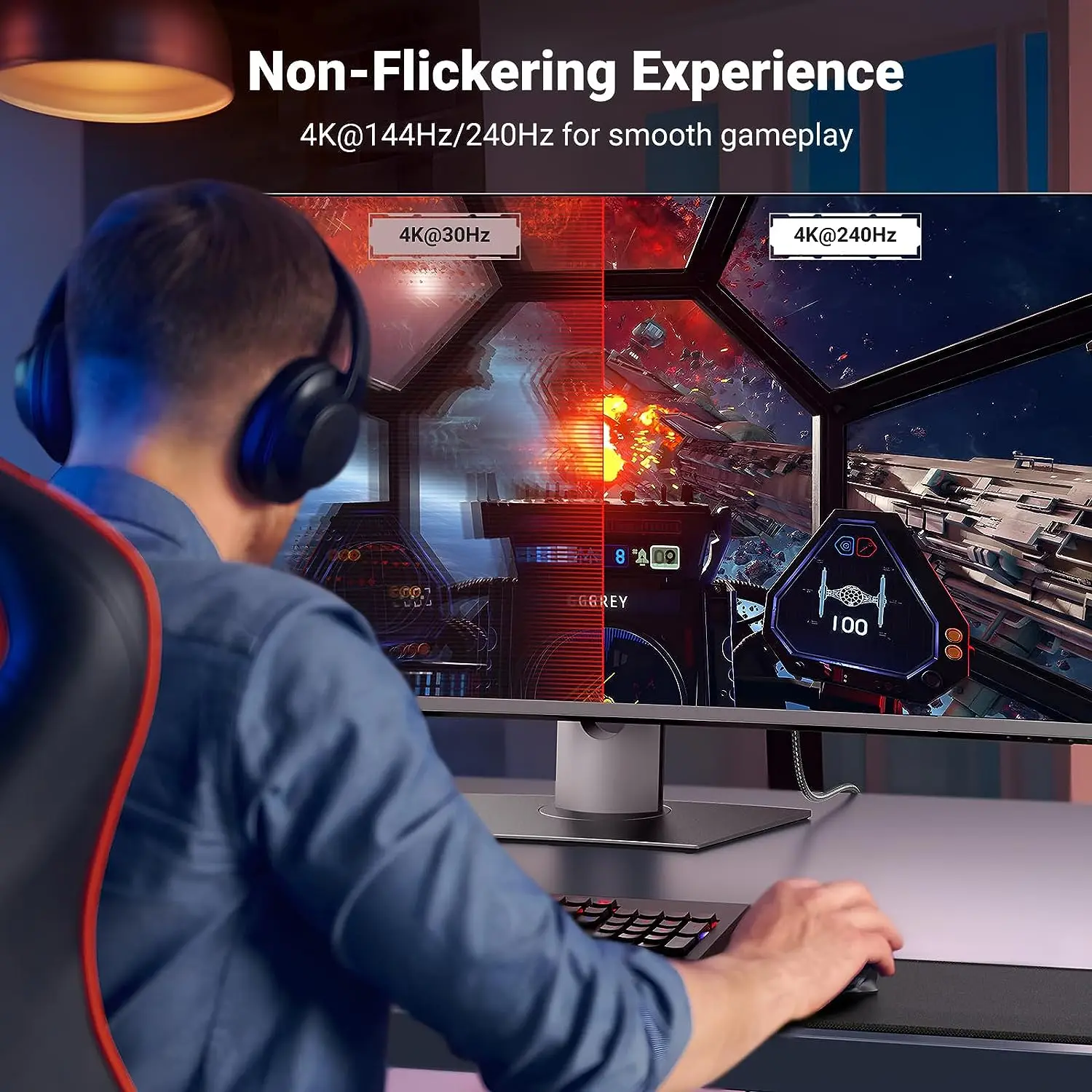 UGREEN USB C - DisplayPort 1.4ケーブル 8K@60Hz 4K@240Hz Thunderbolt 4/3 - DisplayPort コード USB C - DP 1.4 32.4 Gbps アルミ編み込み