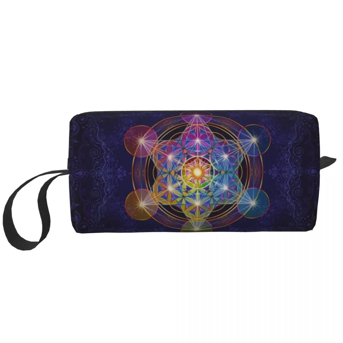 Cute Metatron's Cube Merkabah Travel Toiletry Bag Women Flower of Life Makeup Cosmetic Organizer Beauty Storage Dopp Kit