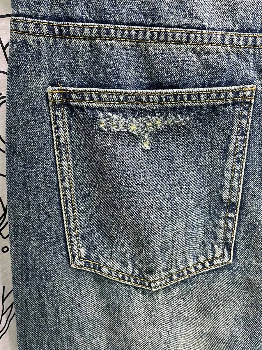 

Trendy High Street Straight Leg Men's Jeans Autumn New Loose Fit Long Pants American Print Casual Cotton Trousers for Youth