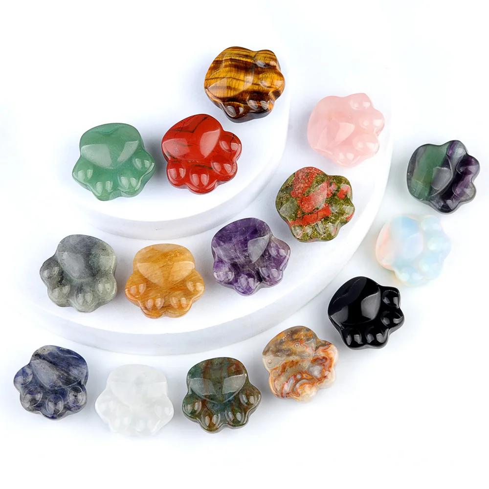 

Crystal Stone Ornament Cat's Paw Natural Rose Quartz Amethyst Therapy Meditation Spiritual Natural Gemstone Home Decoratives