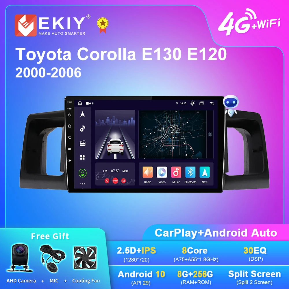 

EKIY X7 Android Car Radio For Toyota Corolla E130 E120 2000-2006 Navi GPS 1280*720 GPS Carplay Multimedia Player Auto Stereo FM